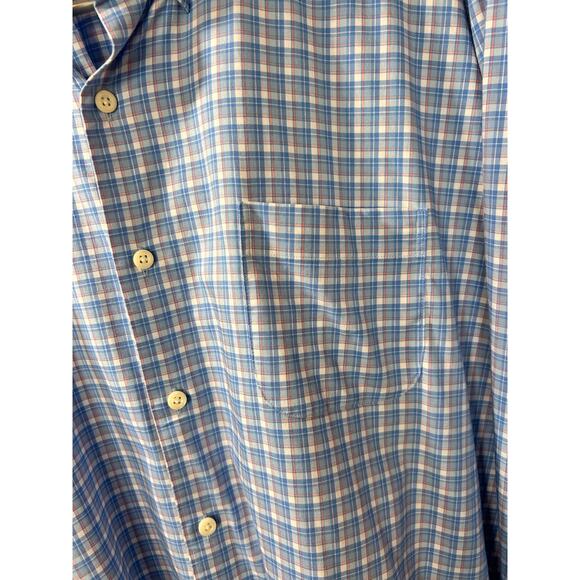 Peter Millar Men's Plaid Long Sleeve Button-Down Dress Shirt Blue White Size 2XL - Picture 5 of 10